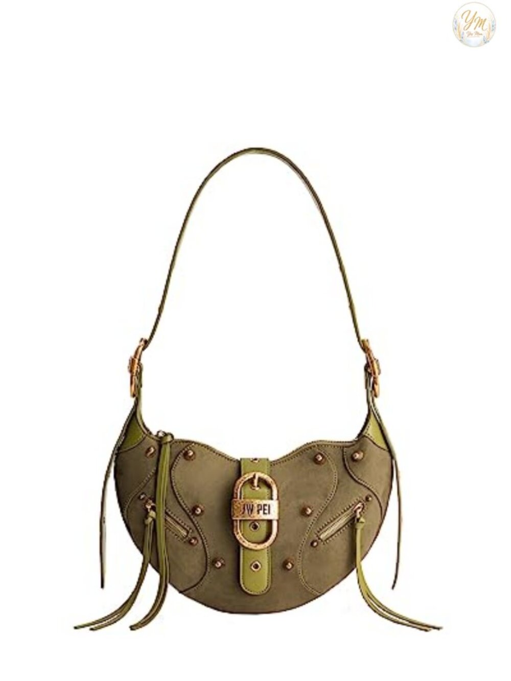 Vegan Leather Hobo Shoulder Bag w/ Adjustable Strap, Zip Closure